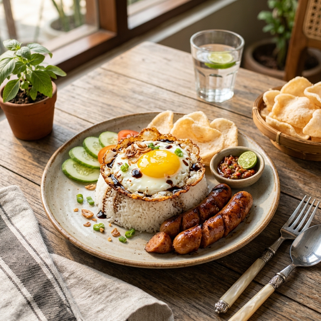 Nasi Telur Ceplok Sosis